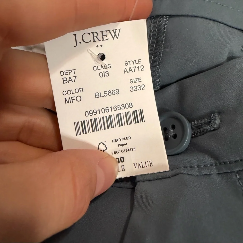 J crew slim fit tech pants mountain fog blue